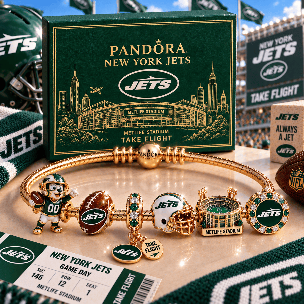 NYJ Gold Charm Bracelet Set NHVH