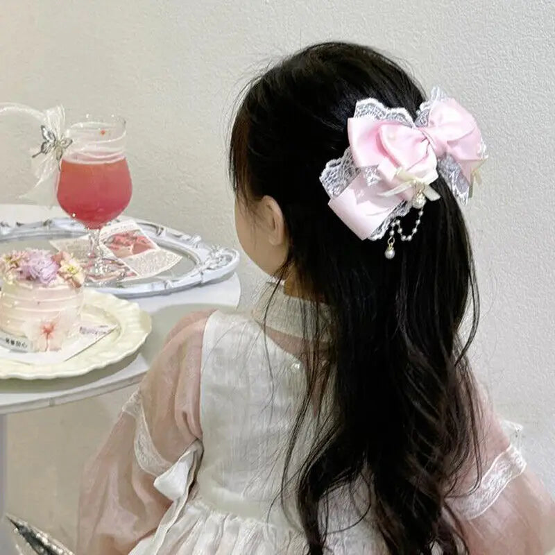 Lolita Lace Bow Hair Clip Pearl Headband Hair Accessories