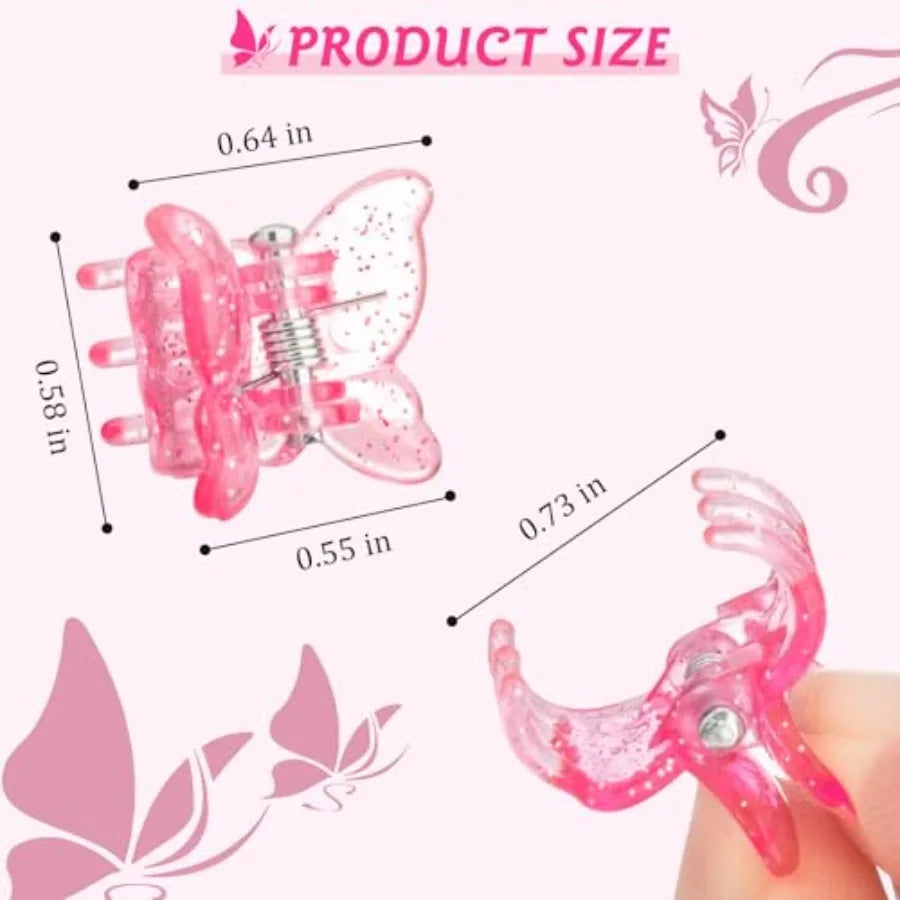 Glitter Mini Butterfly Hair Clips Sparkly Colorful Hair Accessories for Girls and Women - 90s Y2K Cute Small Hair Claw Clips 10