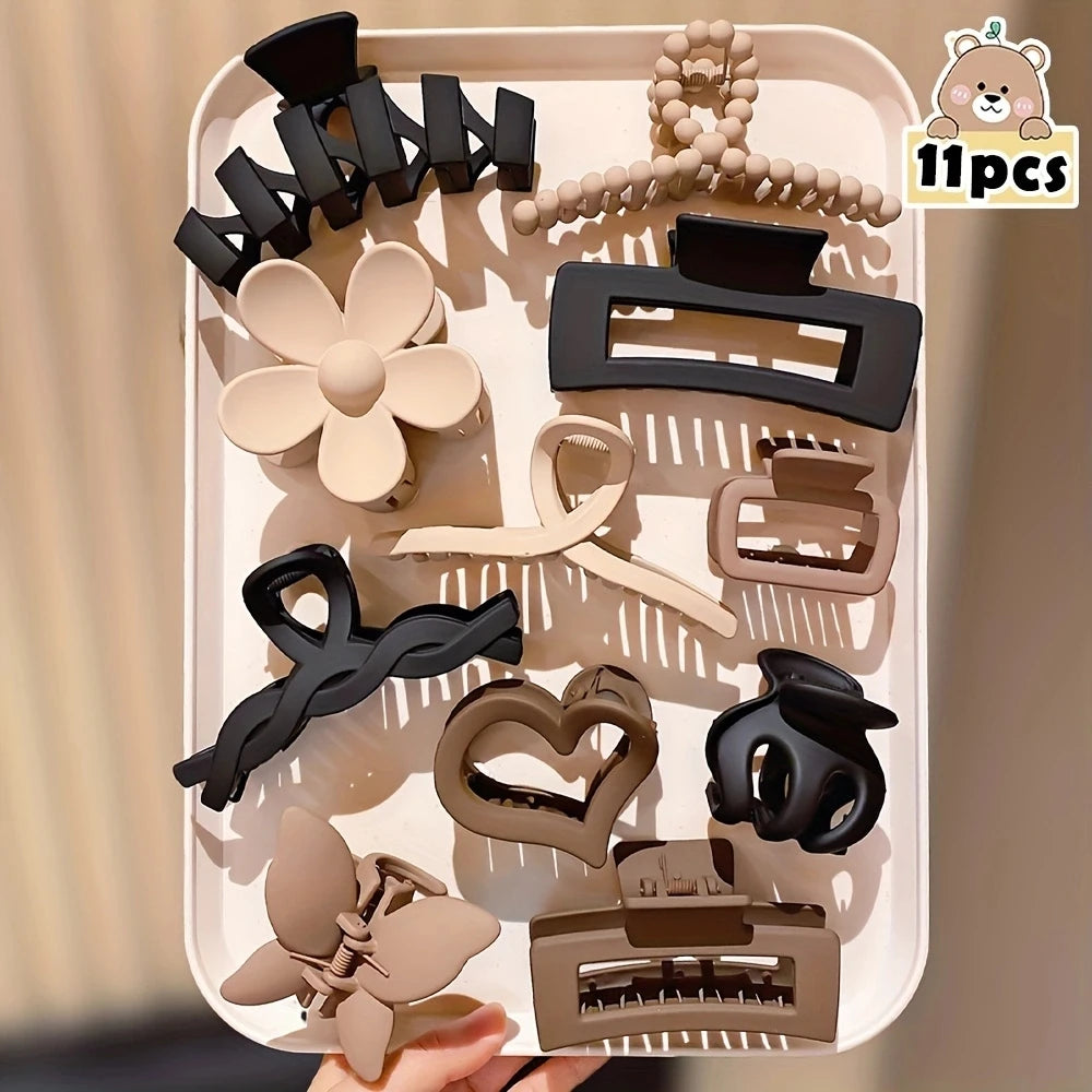 11Pcs Fashion Hair Claws Clips Set for Women Girls High-End Styling Hair Accessories